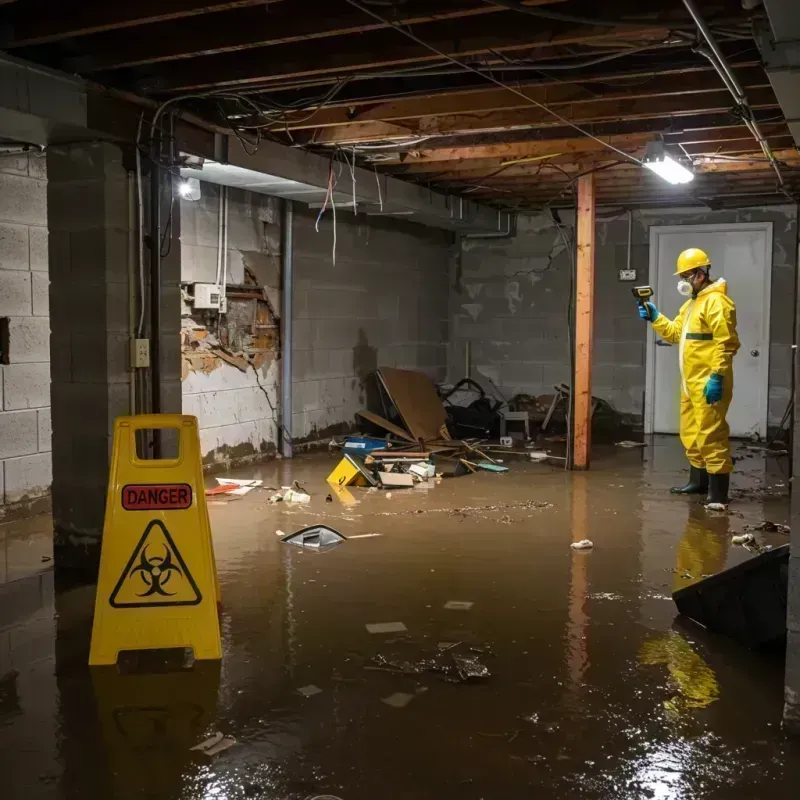 Flooded Basement Electrical Hazard in Long Creek, IL Property